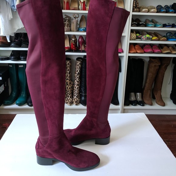 TORY BURCH Burgundy Over the Knee Suede OTK Boots - Picture 7 of 8